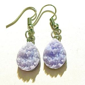 Lavender Druzy Teardrop Dangle Earrings